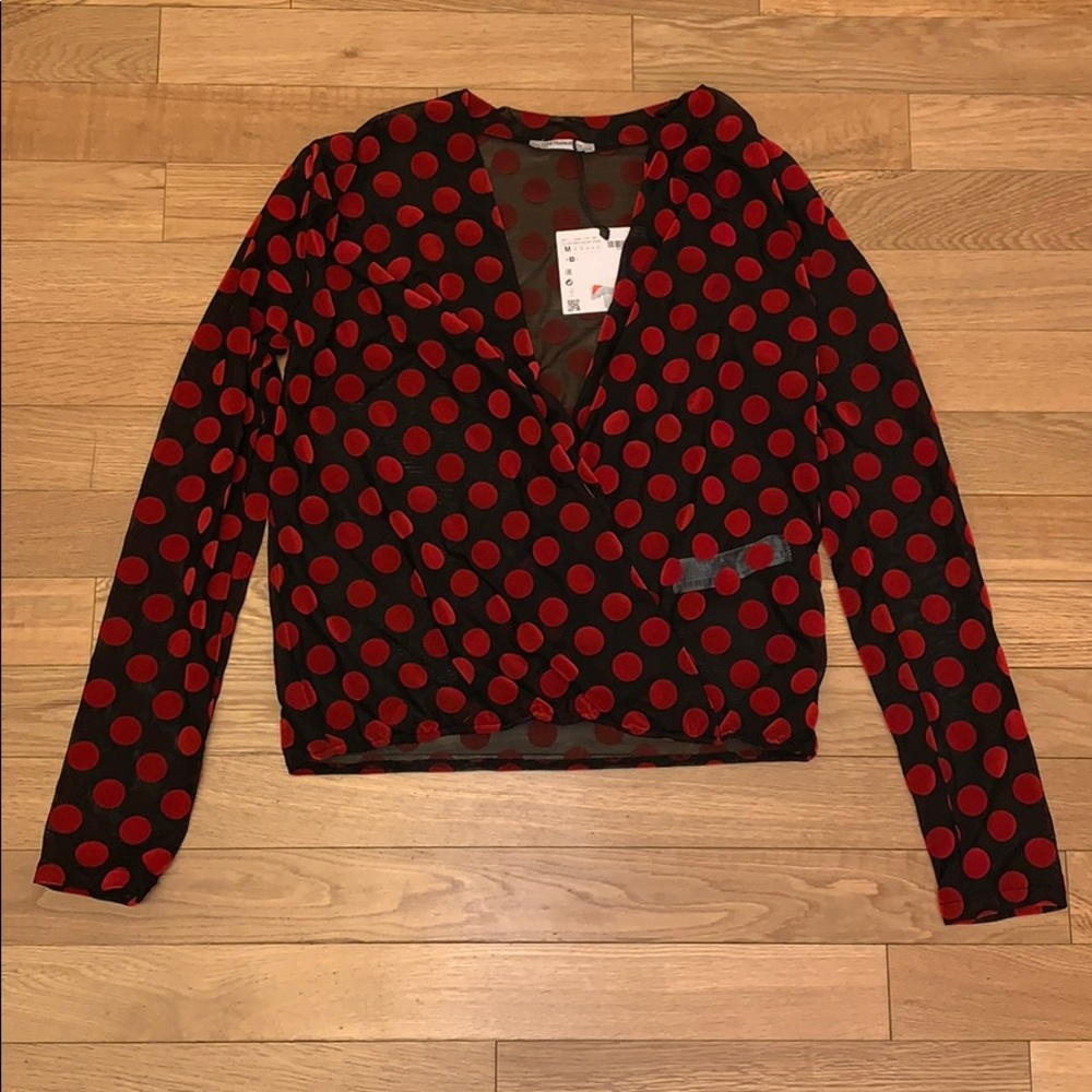 Zara Polka Dot Wrap Top NWT